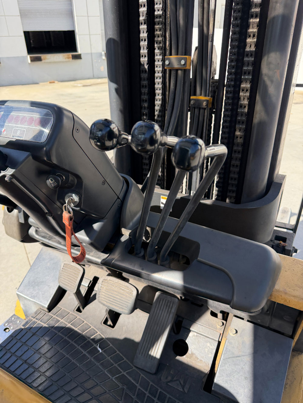 2004 CATERPILLAR LPG FORKLIFT, MODEL GC30K, 6,000 LB CAPACITY, 4-STAGE MAST, SIDE SHIFT, 5' FORKS, SOLID CUSHION TIRES, LOAD LIGHTS, REARVIEW MIRRORS, REAR SAFETY BEACON, CLEARCAP RAINCAP, APPROX. 8,077 HOURS, S/N AT83E00502, (DELAYED PICKUP UNTIL TUESDAY, AUGUST 18)-64