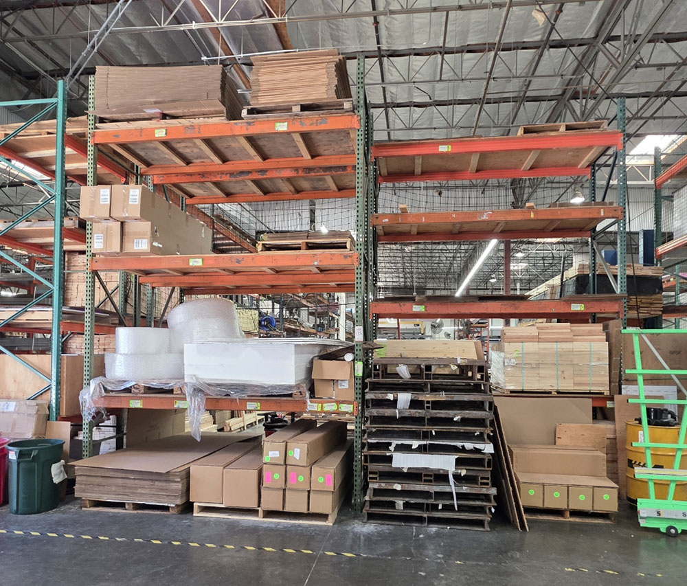 LOT - (3) SECTIONS OF PALLET RACKING, 10' BEAMS, 42" X 16' UPRIGHTS, PLYWOOD DECKING, CONTENTS NOT INCLUDED-135