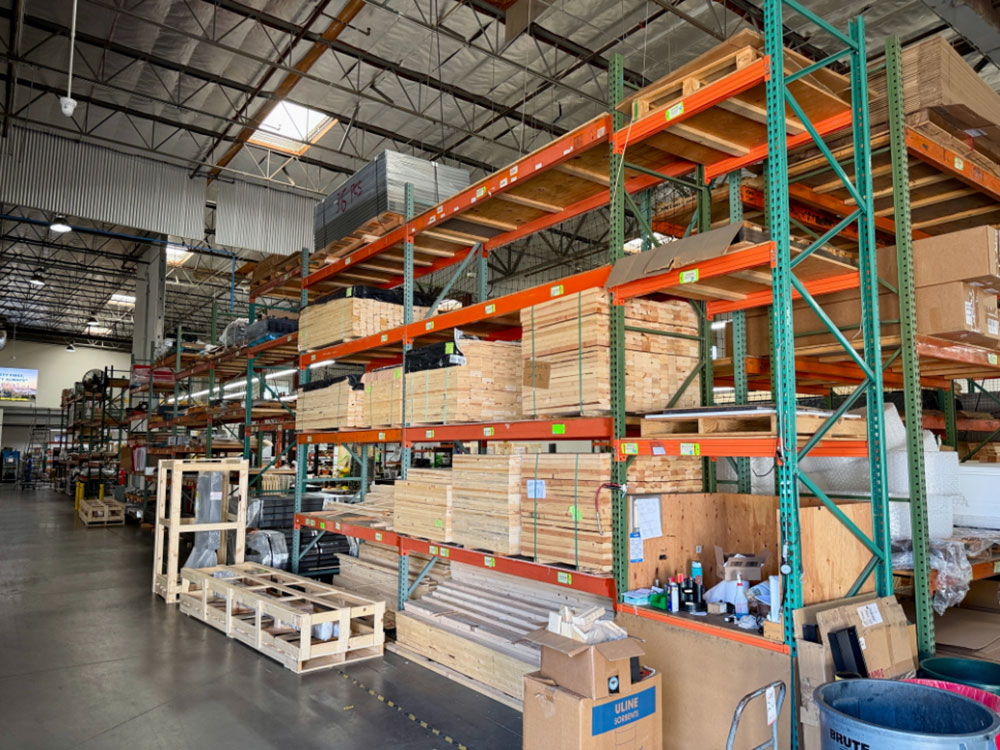 LOT - (8) SECTIONS OF PALLET RACKING, (5) 10' BEAMS, (2) 93" BEAMS, (1) 4' BEAM, 42" X 16' UPRIGHTS, PLYWOOD DECKING, CONTENTS NOT INCLUDED-137