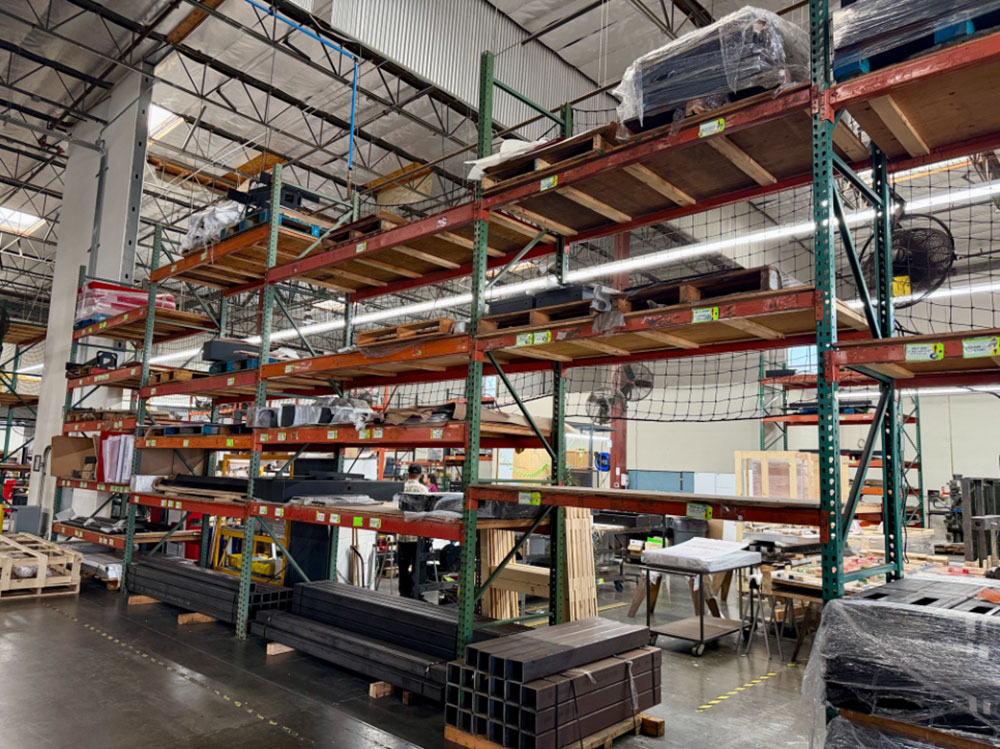 LOT - (8) SECTIONS OF PALLET RACKING, (5) 10' BEAMS, (2) 93" BEAMS, (1) 4' BEAM, 42" X 16' UPRIGHTS, PLYWOOD DECKING, CONTENTS NOT INCLUDED-137