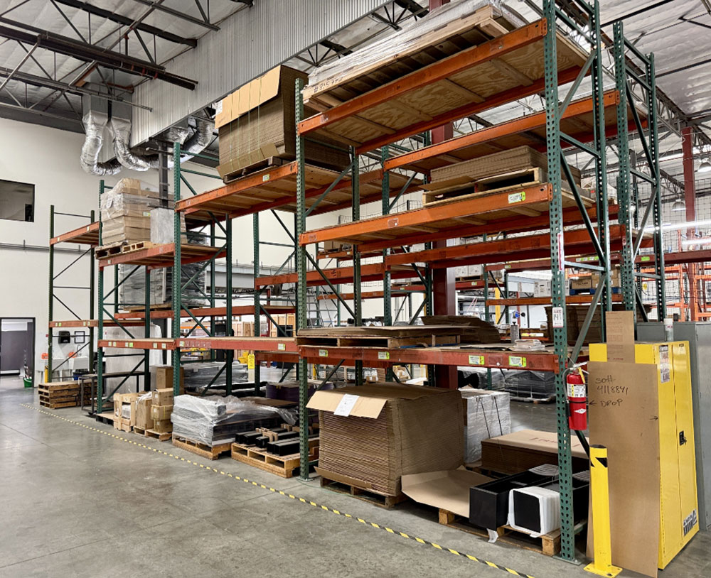 LOT - (4) SECTIONS OF PALLET RACKING, 10' BEAMS, 42" X 16' UPRIGHTS, PLYWOOD DECKING, CONTENTS NOT INCLUDED-141
