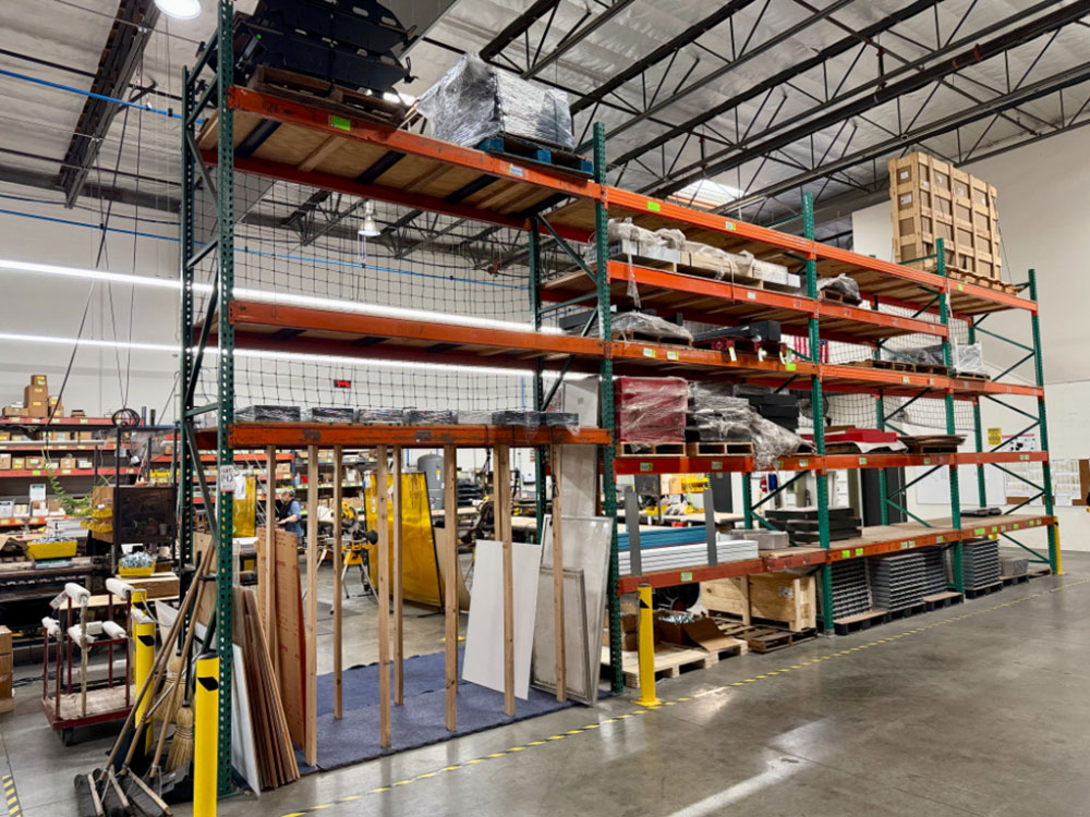 LOT - (4) SECTIONS OF PALLET RACKING, 10' BEAMS, 42" X 16' UPRIGHTS, PLYWOOD DECKING, CONTENTS NOT INCLUDED-142