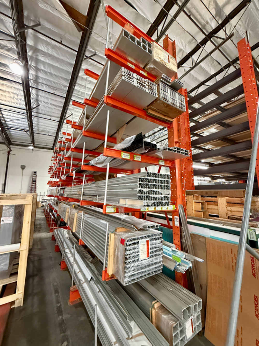 LOT - (3) 17' CANTILEVER MATERIAL RACKS W/ CROSS BRACING, 4' ARMS, 16' TOTAL HT, CONTENTS NOT INCLUDED-152