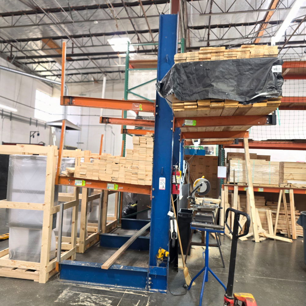 CANTILEVER MATERIAL RACK, DOUBLE SIDED, 8' X 12' HT, 4' ARMS, CONTENTS NOT INCLUDED-153A