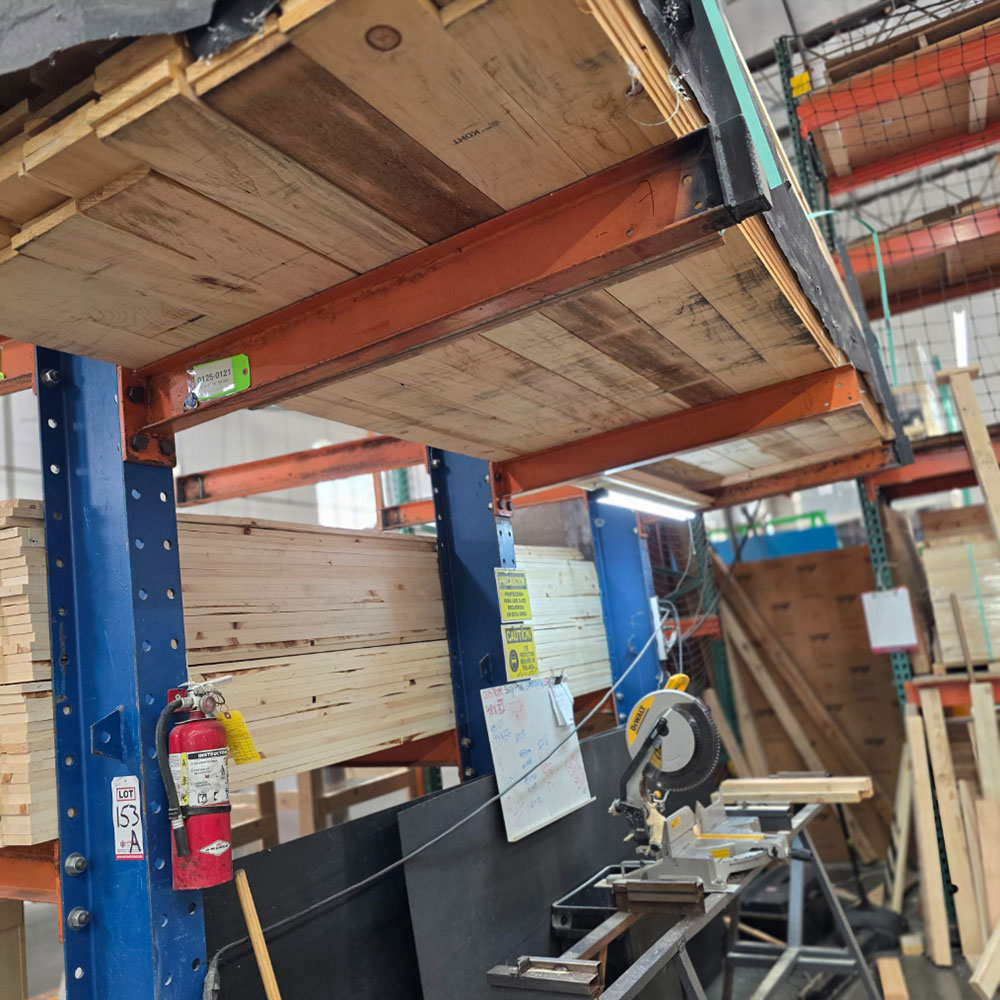 CANTILEVER MATERIAL RACK, DOUBLE SIDED, 8' X 12' HT, 4' ARMS, CONTENTS NOT INCLUDED-153A