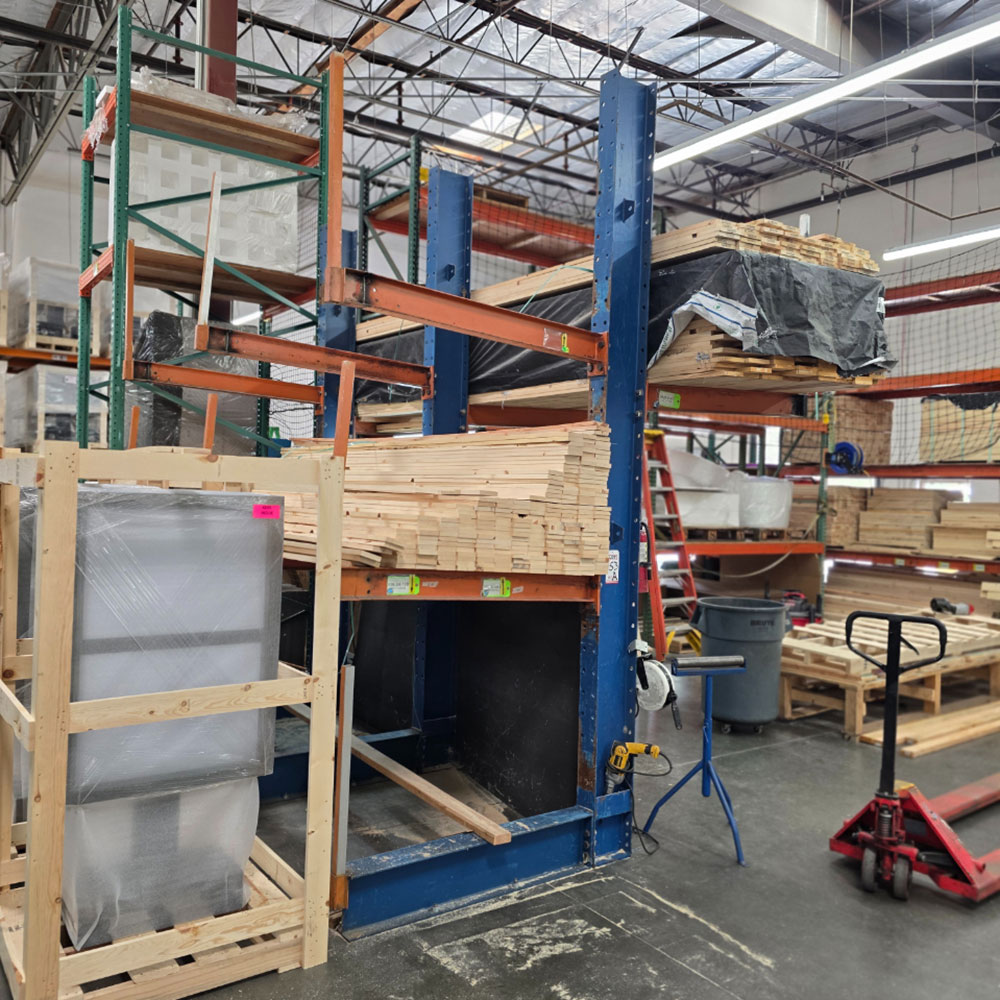 CANTILEVER MATERIAL RACK, DOUBLE SIDED, 8' X 12' HT, 4' ARMS, CONTENTS NOT INCLUDED-153A