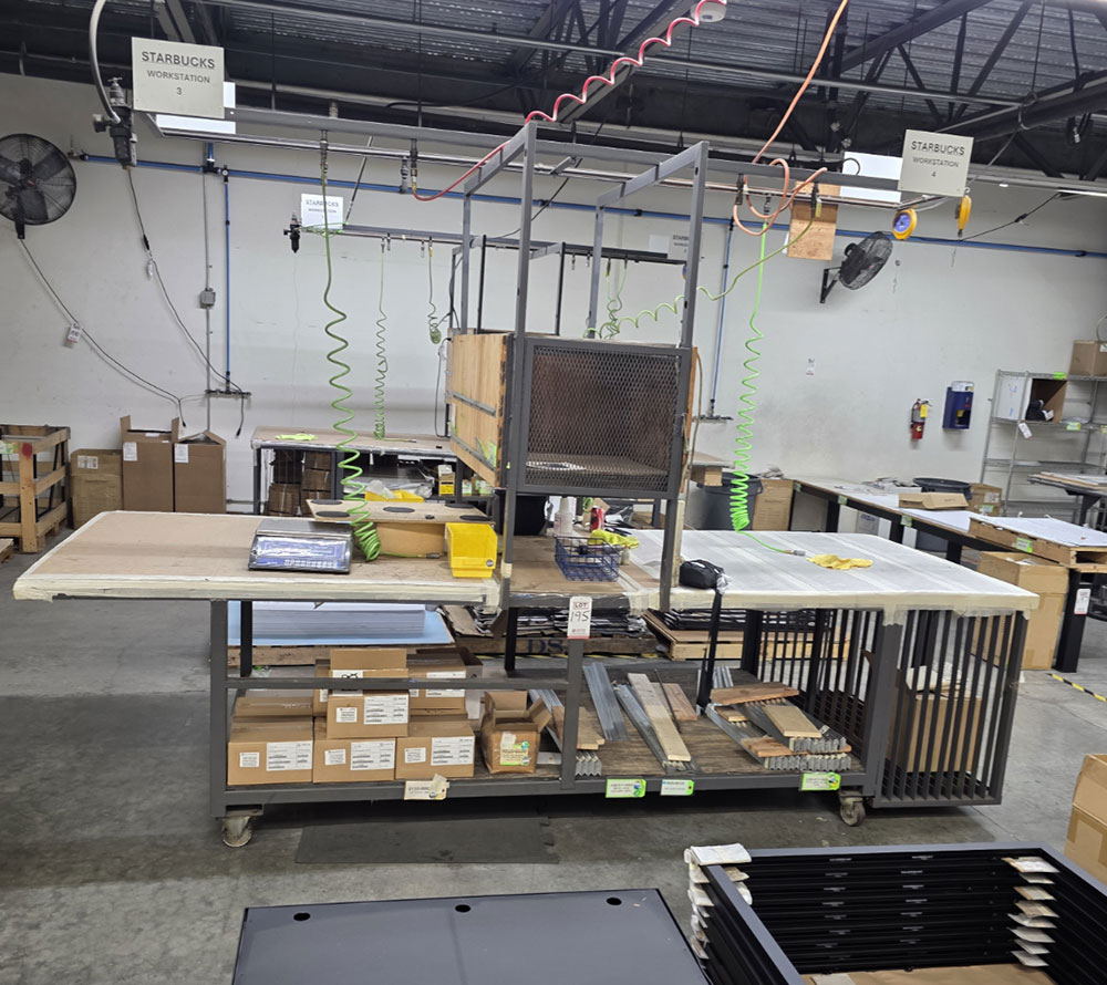 STEEL TABLE W/ 13'-8" X 24" X 26" TOP HT, CONTENTS NOT INCLUDED-195
