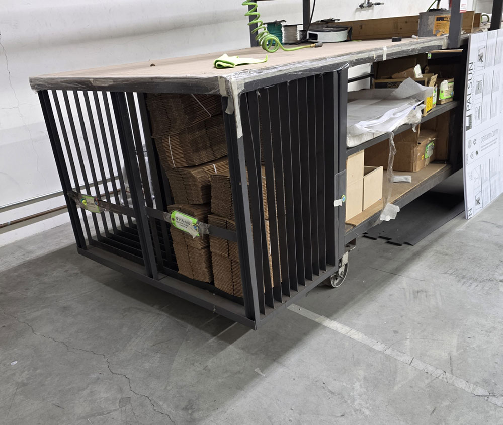 STEEL TABLE W/ 13'-8" X 24" X 26" TOP HT, CONTENTS NOT INCLUDED-196