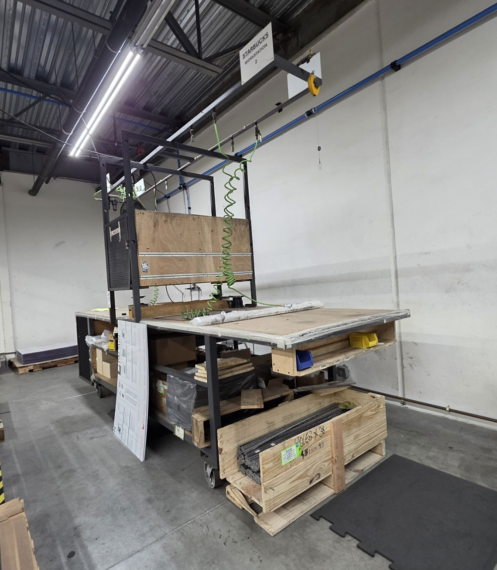 STEEL TABLE W/ 13'-8" X 24" X 26" TOP HT, CONTENTS NOT INCLUDED-196