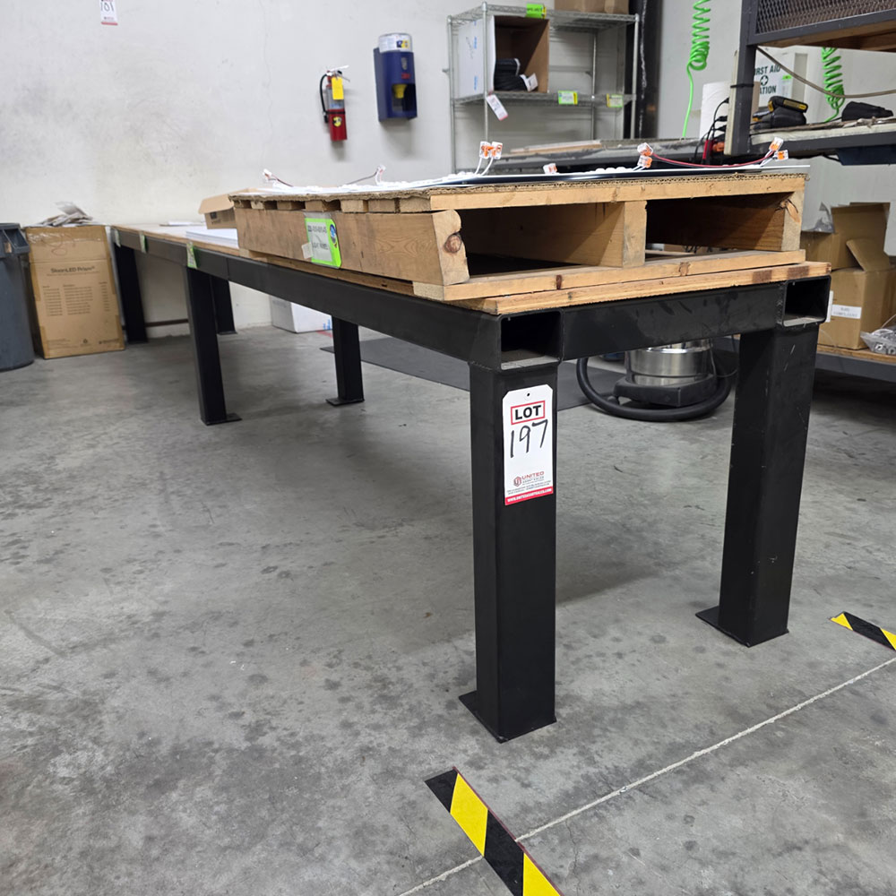 STEEL TABLE W/ 13'-8" X 24" X 26" TOP HT, CONTENTS NOT INCLUDED-197