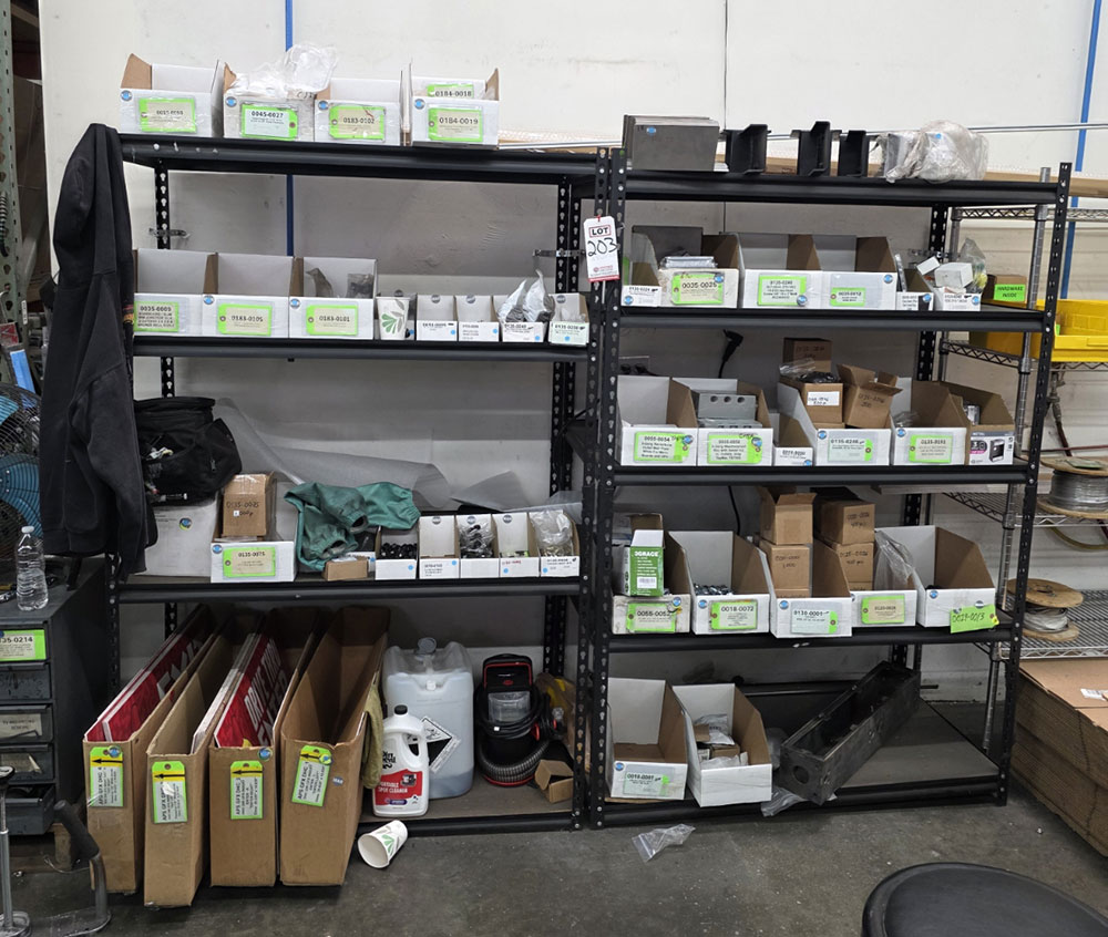 LOT - (2) SHELF UNITS, 4' X 2' X 6' HT EACH, CONTENTS NOT INCLUDED-203