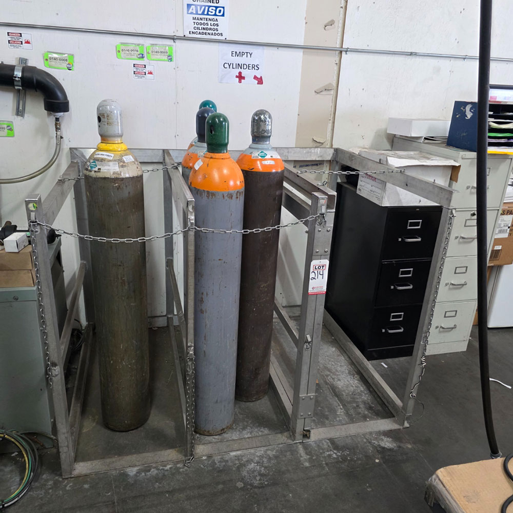 ALUMINUM CYLINDER RACK, 5'-6" X 49" X 49" HT, CONTENTS NOT INCLUDED-214