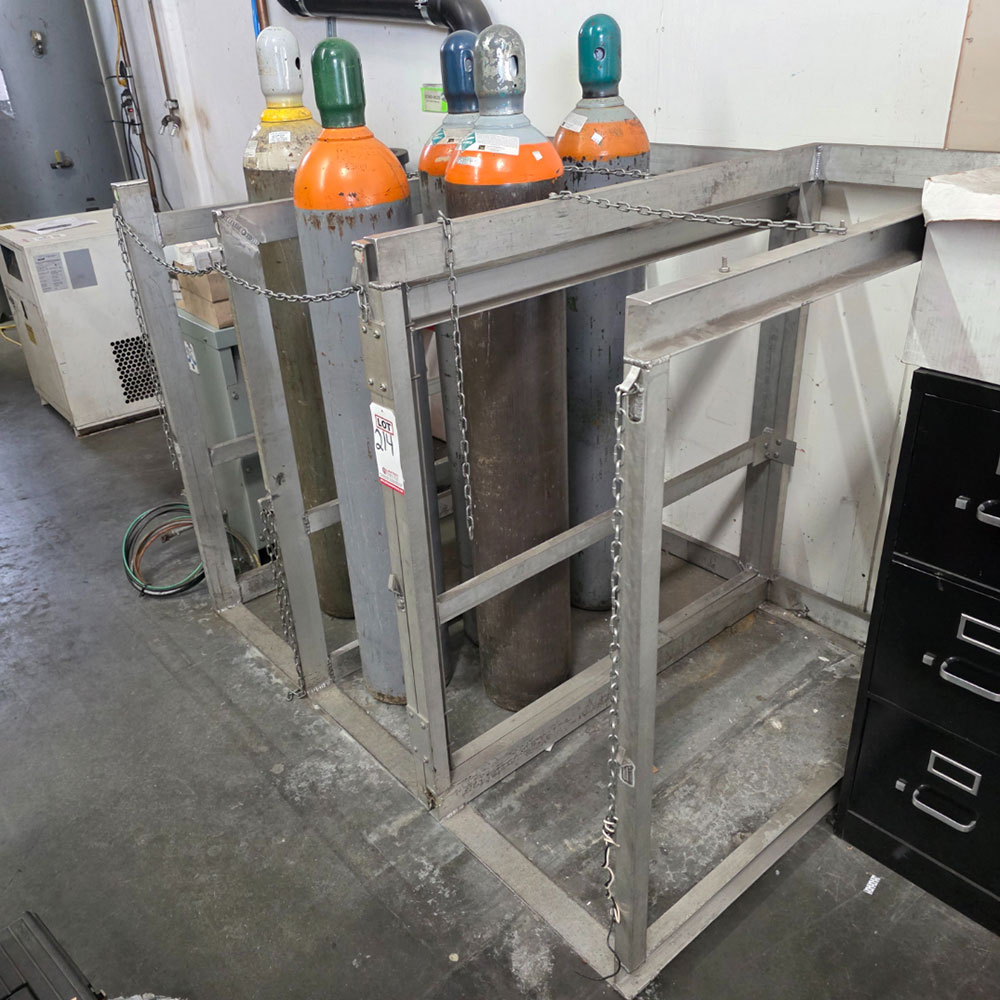 ALUMINUM CYLINDER RACK, 5'-6" X 49" X 49" HT, CONTENTS NOT INCLUDED-214