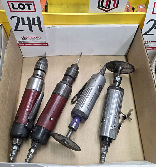 LOT - (2) INGERSOLL RAND AIR DRILL/DRIVERS AND (2) 1/4" DIE GRINDERS-244
