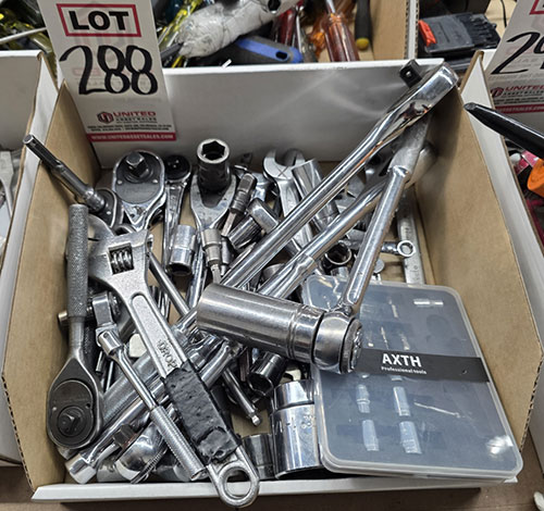 LOT - SOCKETS, RATCHETS, ADJUSTABLE WRENCHES-288