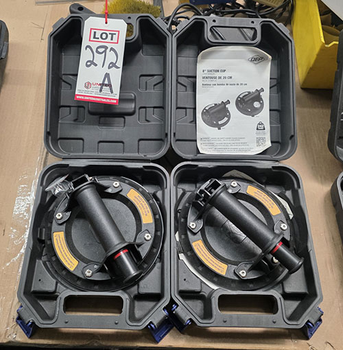 LOT - (2) QEP 8" SUCTION CUPS, HOLDS UP TO 242 LBS, W/ CASES-292A