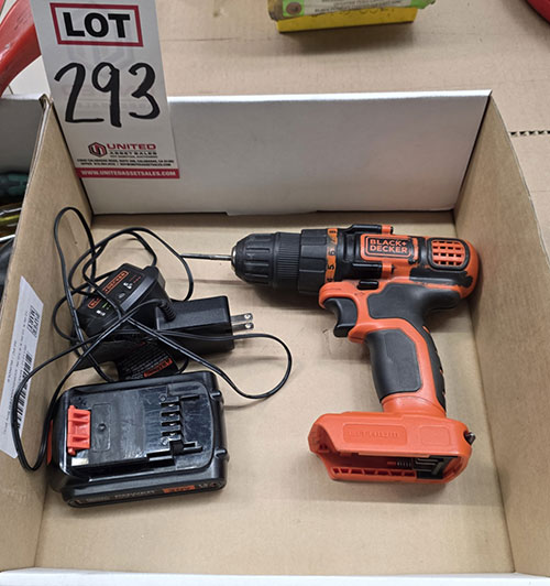 LOT - BLACK & DECKER 20V LIGHT DUTY CORDLESS DRILL/DRIVER, W/ BATTERY AND CHARGER-293