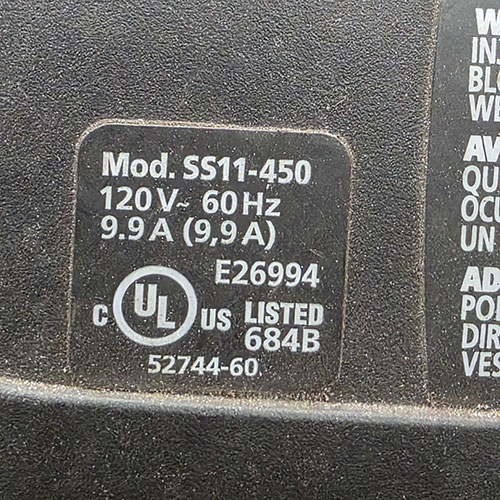 SHOP-VAC WET/DRY VAC, MODEL SS11-450-298