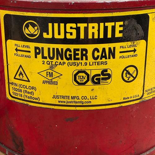 LOT - (3) JUSTRITE PLUNGER CANS, W/ ACETONE-300