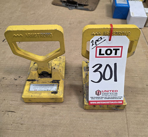 LOT - (2) ARMSTRONG LIFTMAG LIFTING MAGNETS, MODEL SH-250A, 250 LBS HOLDING POWER-301