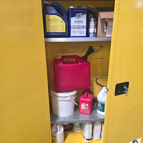 JUSTRITE SURE-GRIP EX FLAMMABLE LIQUID STORAGE CABINET, 45-GAL CAPACITY, 43" X 18" X 66" HT, W/ (2) KEYS, SOLD WITH OR WITHOUT CONTENTS-328