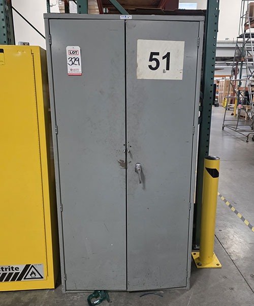 2-DOOR STORAGE CABINET, 3' X 19" X 6' HT, CONTENTS NOT INCLUDED-329