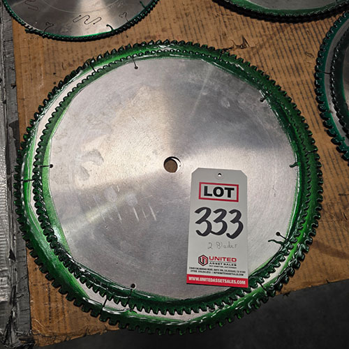 LOT - 18" AND 16" CARBIDE TIPPED SAW BLADES, 1" ARBOR-333