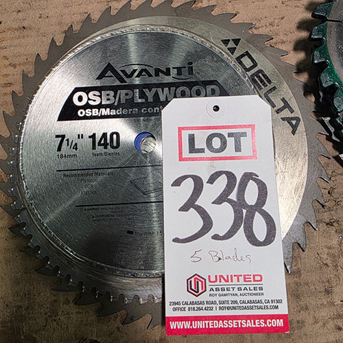 LOT - (5) SAW BLADES, 7-1/4" TO 10", 5/8" ARBOR-338