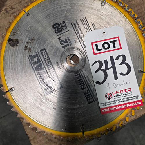 LOT - (4) CARBIDE TIPPED 12" SAW BLADES, 1" ARBOR-343