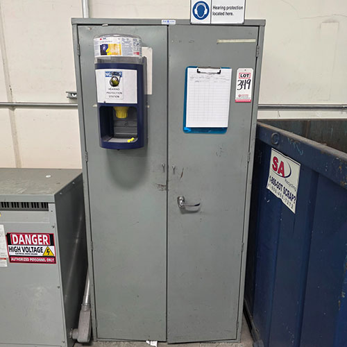 2-DOOR STORAGE CABINET, 3' X 19" X 6' HT, CONTENTS NOT INCLUDED-349