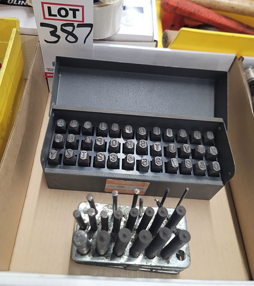 LOT - (1) SET OF NUMBER/LETTER STAMPS AND (1) SET OF CENTER PUNCHES-387