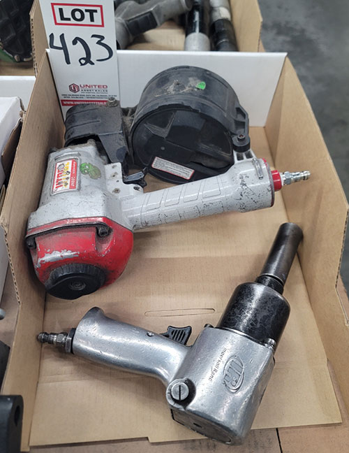 LOT - (1) INGERSOLL RAND AIR RATCHET AND (1) JITOOL DRUM COIL NAILER, MODEL JN55C-423