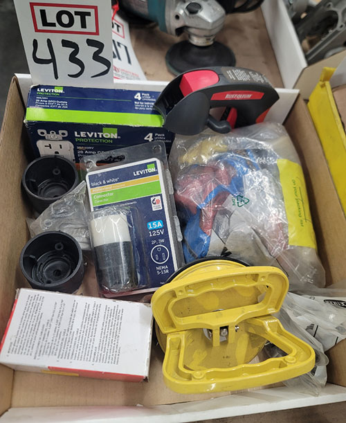 LOT - ELECTRICAL ITEMS, (1) SUCTION CUP LIFTER AND (1) PAINT CAN TRIGGER-433