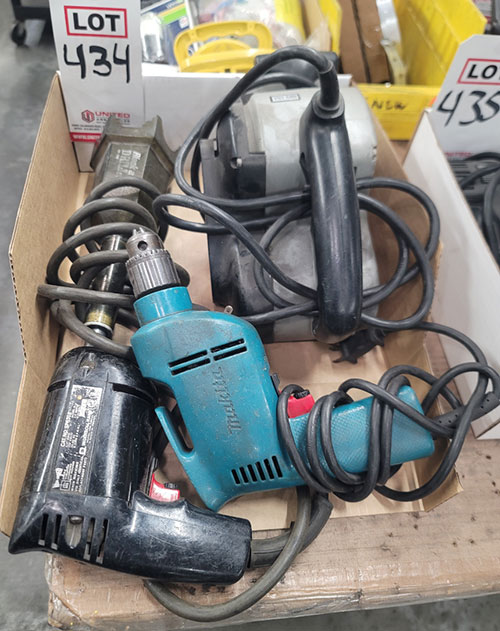 LOT - (1) BELT SANDER AND (2) DRILL MOTORS-434