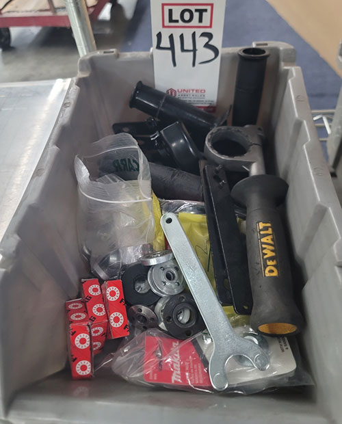 LOT - GRINDER AND DRILL PARTS AND WRENCHES-443
