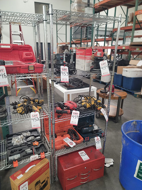 LOT - (3) WIRE RACKS: (1) 28" X 18" X 72" HT AND (2) 48" X 18" X 72" HT, CONTENTS NOT INCLUDED, (DELAYED PICKUP UNTIL TUESDAY, AUGUST 18)-463