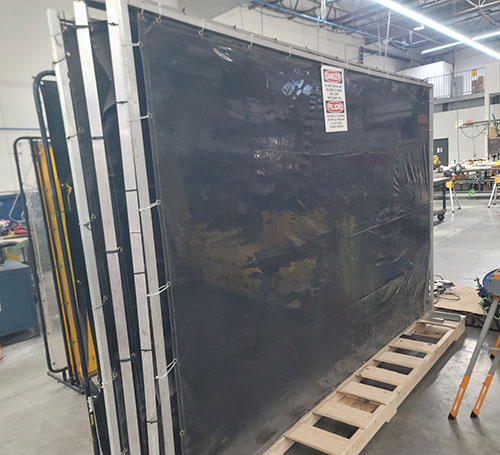 LOT - (4) ALUMINUM FRAMED WELDING CURTAINS, 10' X 78" HT-467