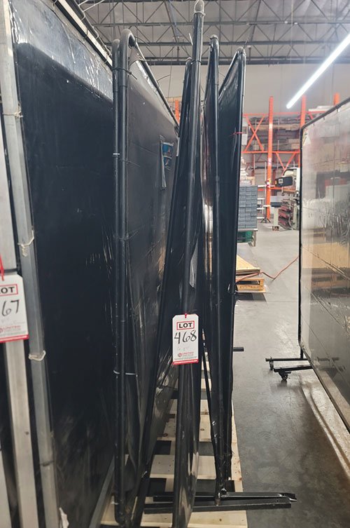 LOT - (6) METAL FRAMED WELDING CURTAINS: (3) 6' X 78" HT AND (3) 8' X 78" HT-468