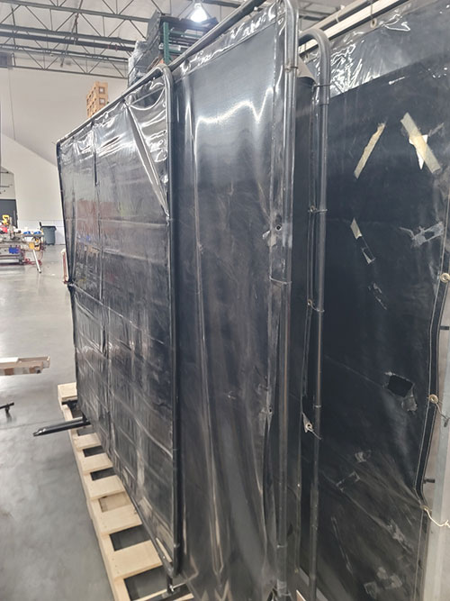 LOT - (6) METAL FRAMED WELDING CURTAINS: (3) 6' X 78" HT AND (3) 8' X 78" HT-468