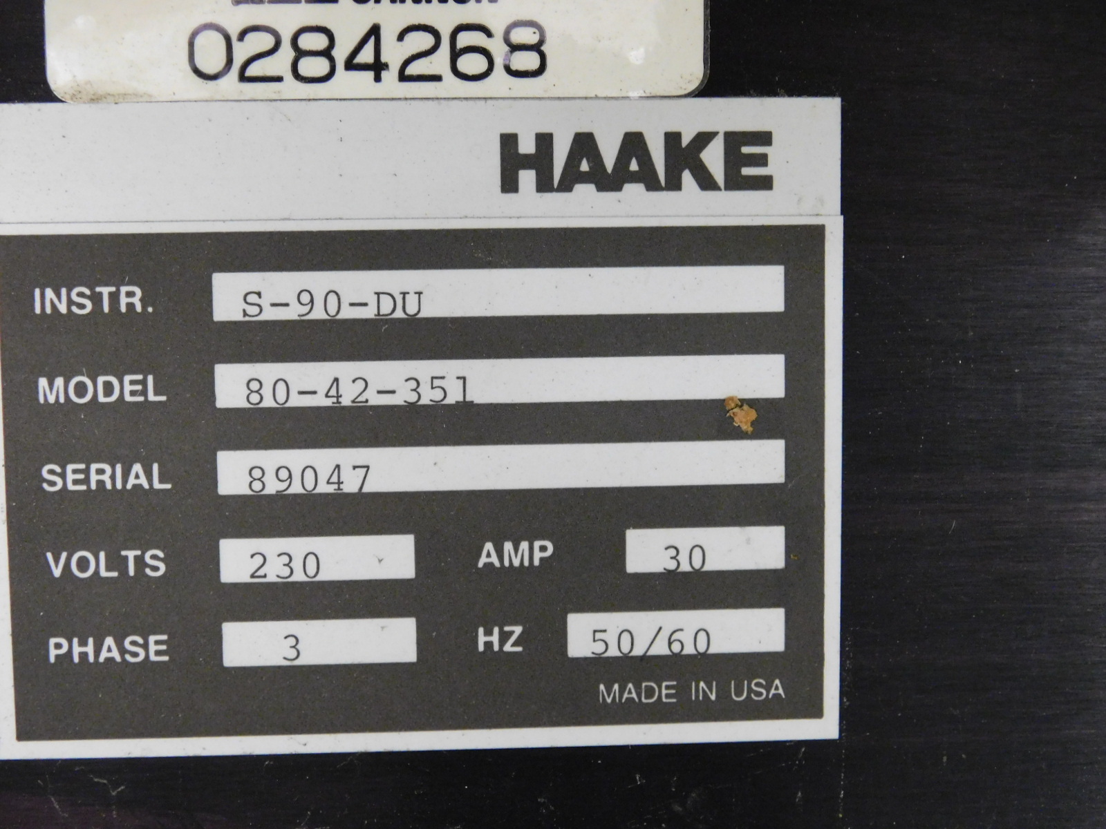 HAAKE RHEOCORD 90, MODEL 80-42-351, S/N 89047-34