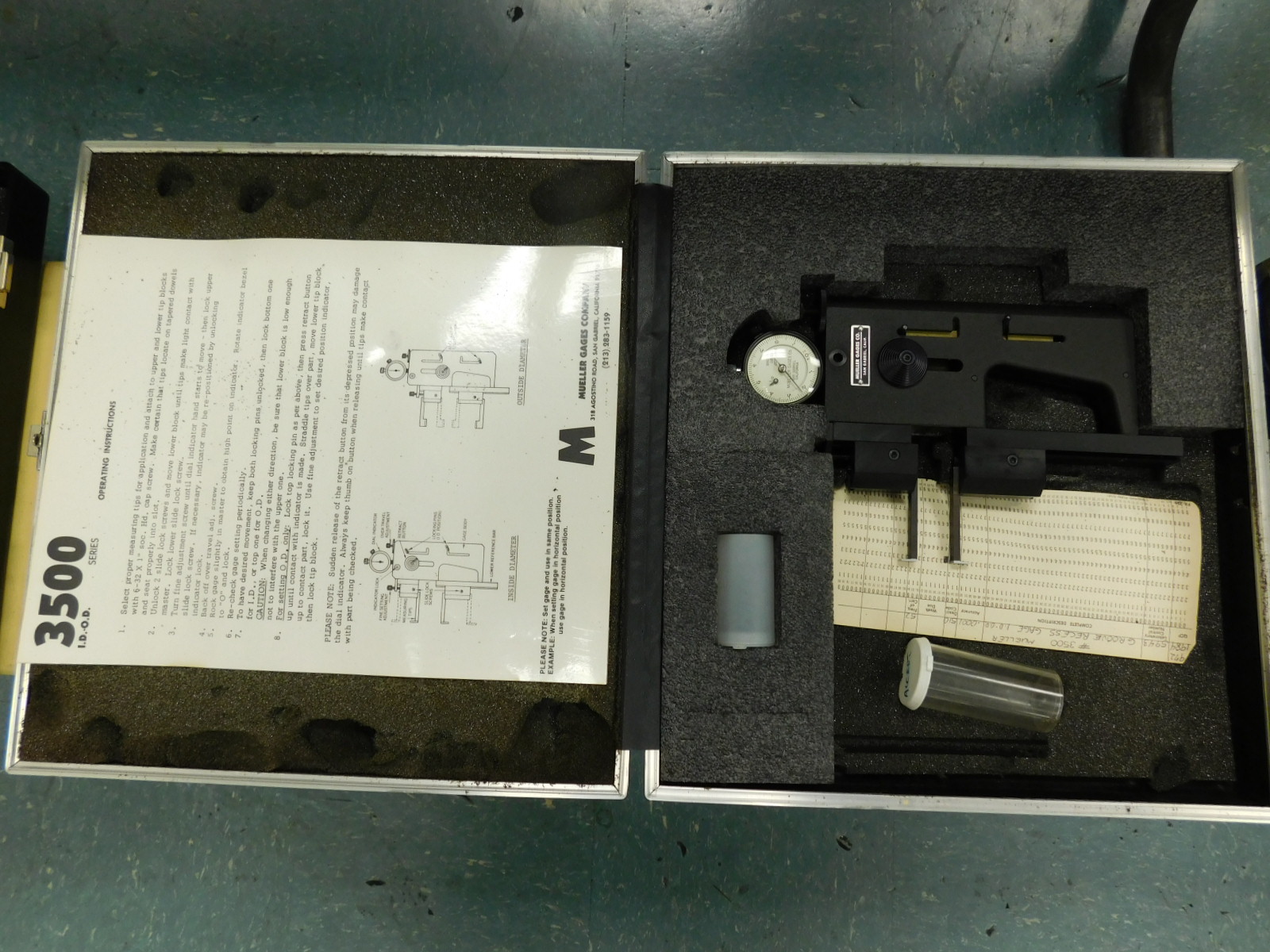 LOT OF (4) MITUTOYO DIGI-TEST DIGIMATIC CALIPER GAGES, TRI-ROLL THREAD COMPARATOR NO. 7 FRAME, MUELLER MODEL 3500 ID/OD GAGE,STARRETT MODEL 1175 INDICATOR GROOVE GAGE-368