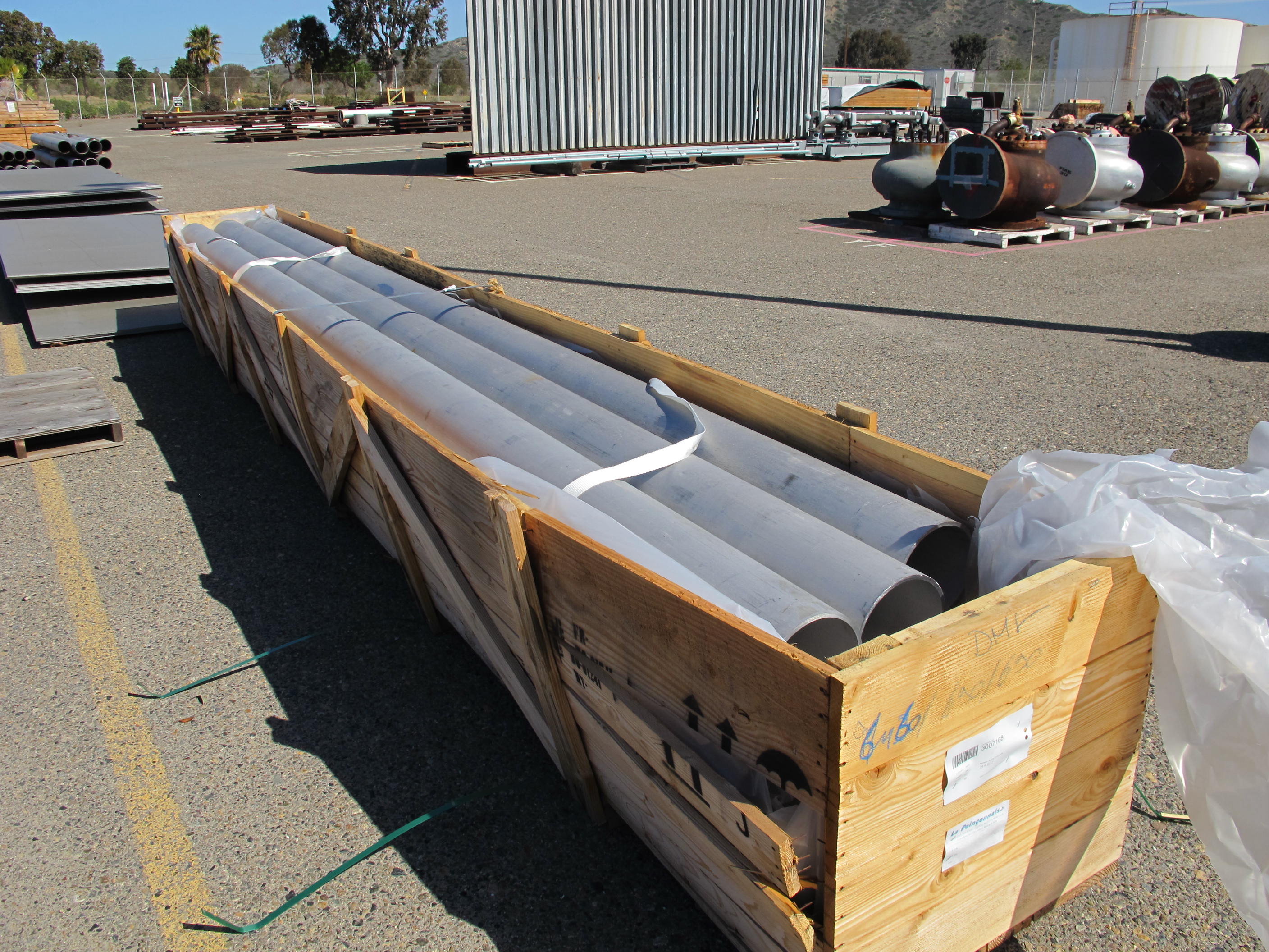 LOT STAINLESS STEEL PIPES 8"ID 20'L (W-46 YARD) LOADING & HANDLING FEE $25-