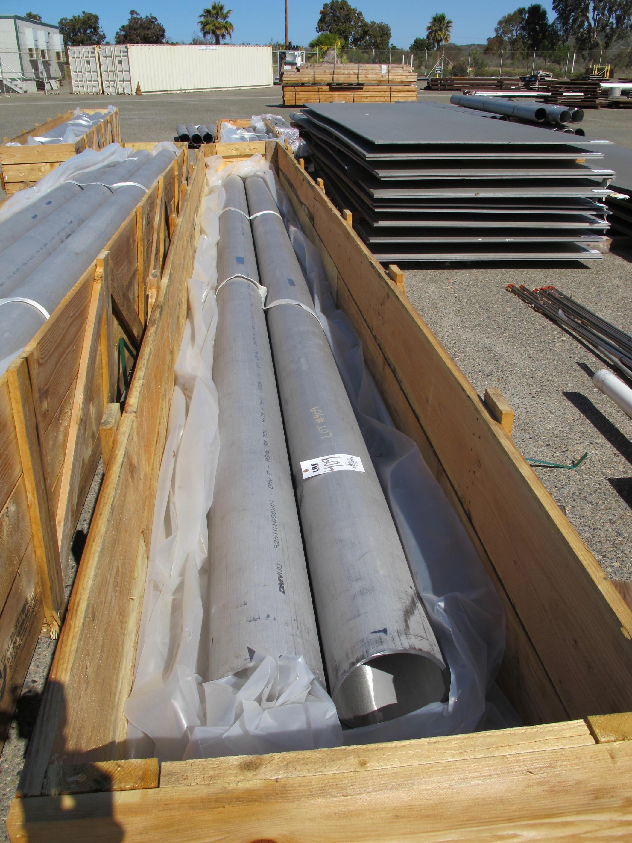 LOT STAINLESS STEEL PIPES 8"ID 20'L (W-46 YARD) LOADING & HANDLING FEE $25-