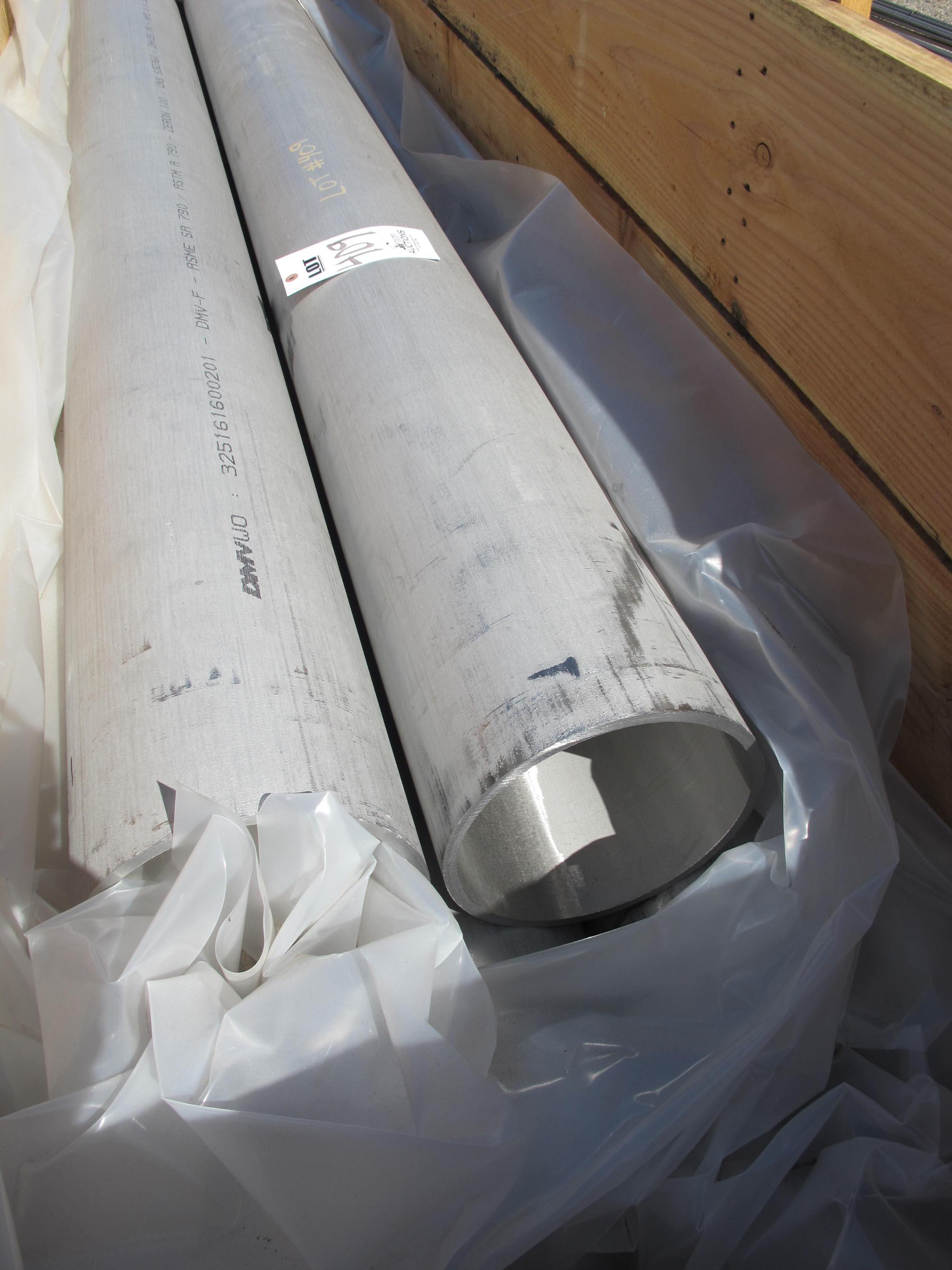 LOT STAINLESS STEEL PIPES 8"ID 20'L (W-46 YARD) LOADING & HANDLING FEE $25-