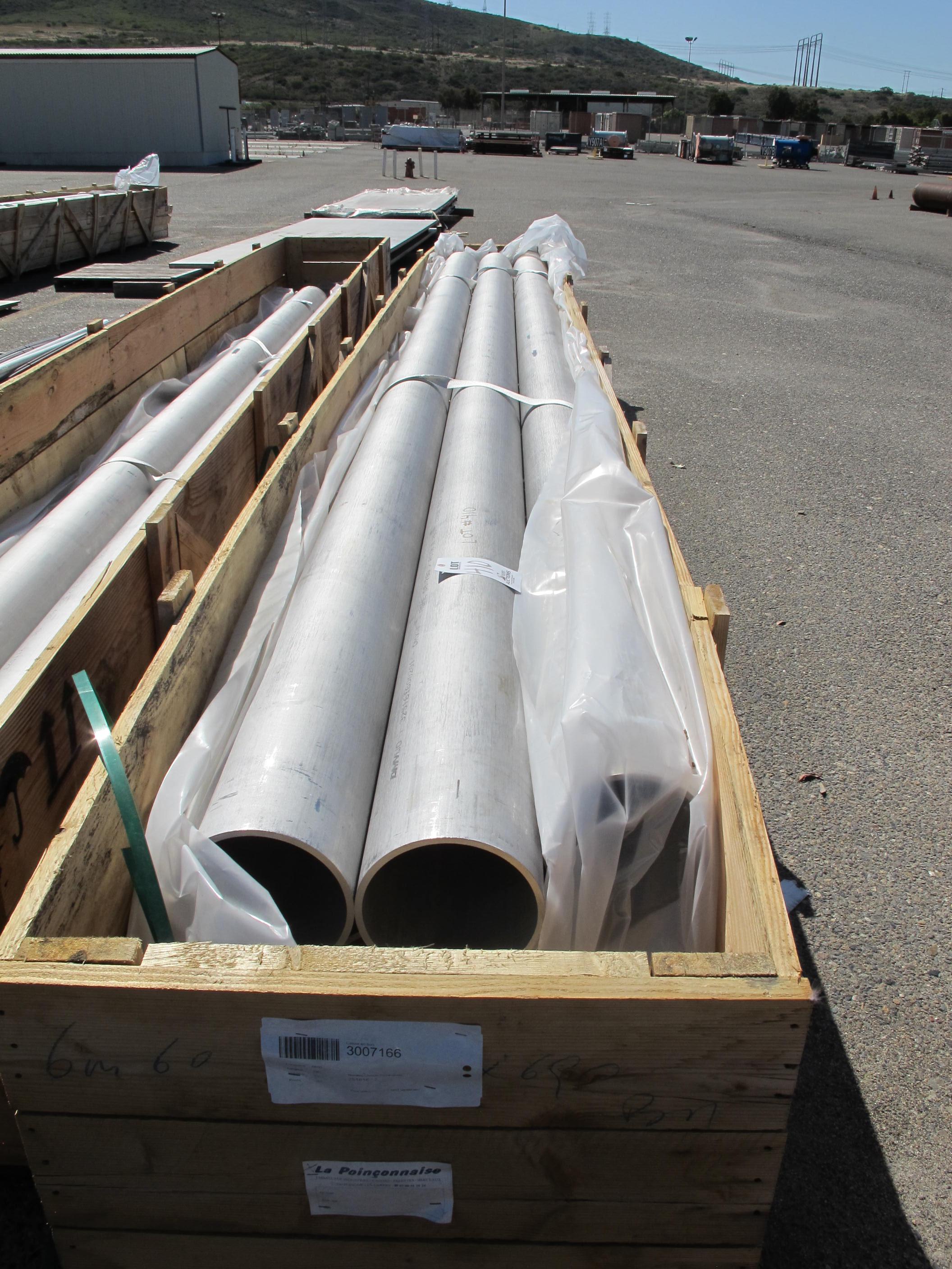 LOT STAINLESS STEEL PIPES 8"ID 20'L (W-46 YARD) LOADING & HANDLING FEE $25-
