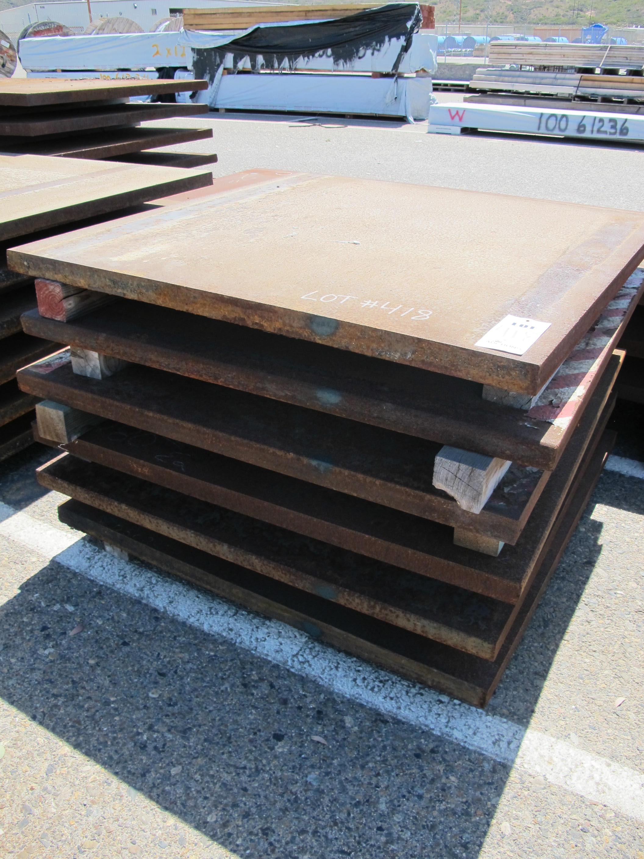LOT (7) 4' X 10' X 2" X 3,263 LBS (TOTAL 22,841 LBS) & (6) 4' X 6' X 2" X 1,960 LBS (TOTAL 11,760 LBS) STEEL METAL PLATES (W-46 YARD) LOADING & HANDLING FEE $350-