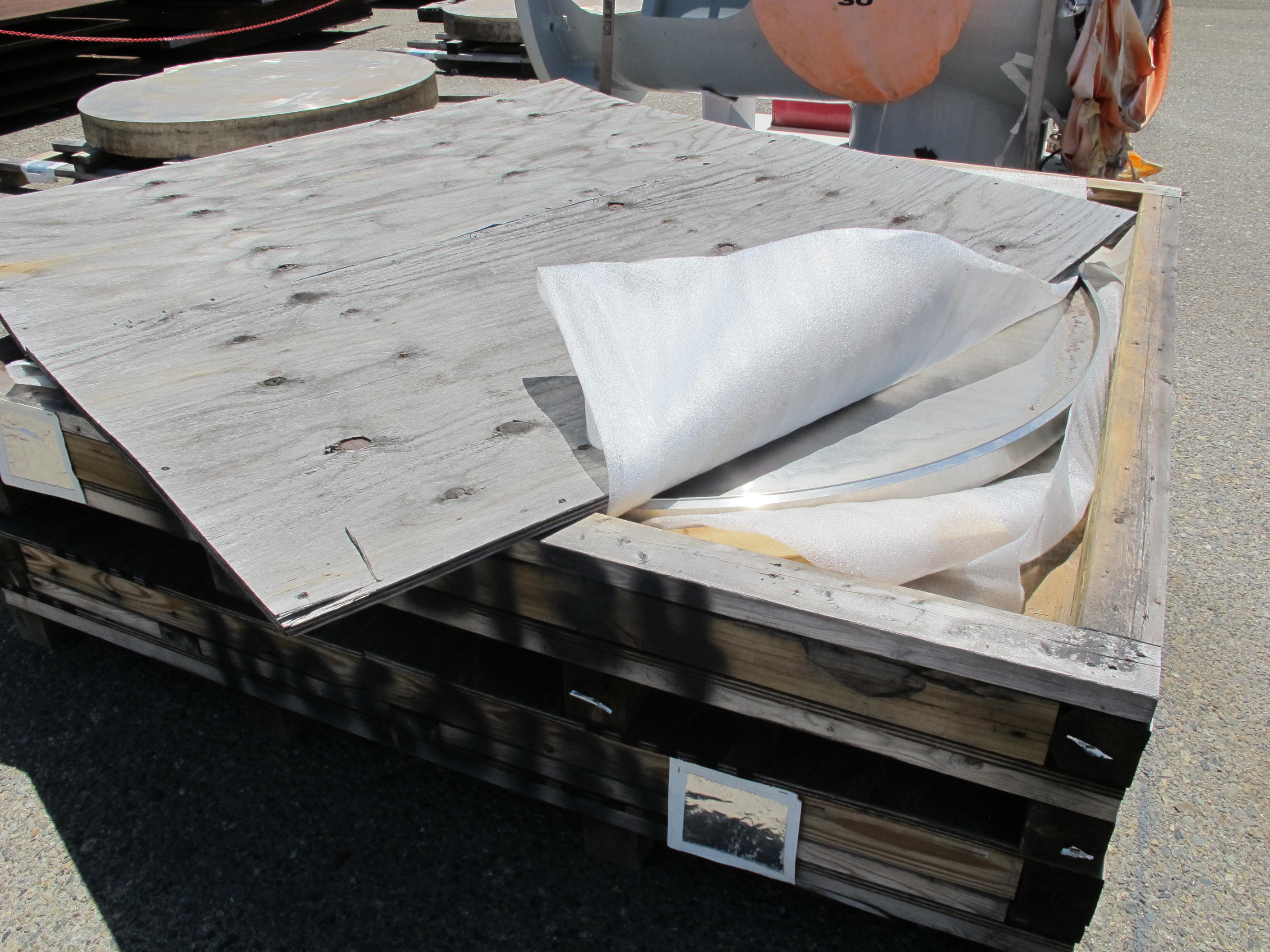 LOT (4) 5.5" X 68" ROUND STAINLESS STEEL PLATES (W-46 YARD) LOADING & HANDLING FEE $100-