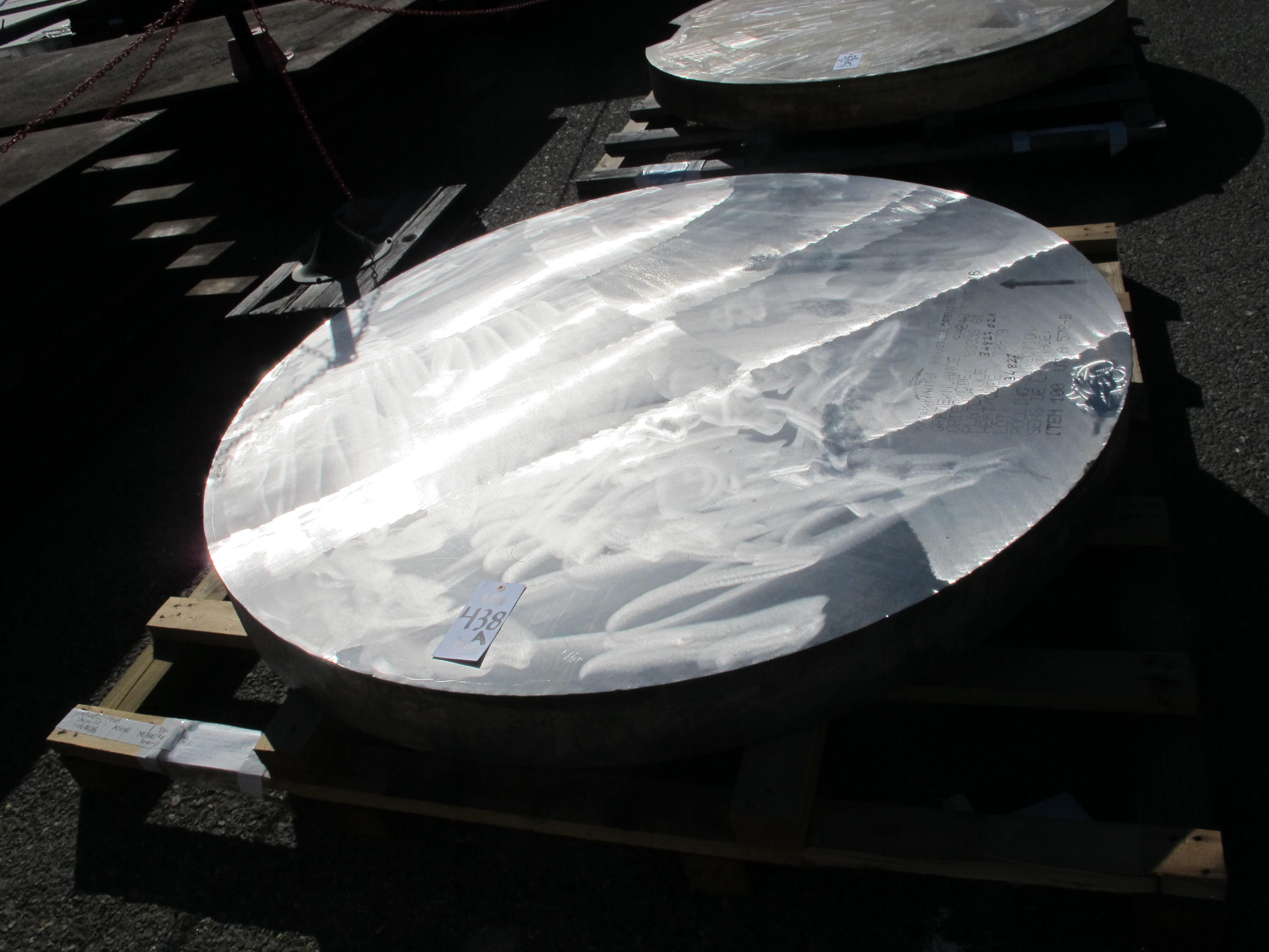LOT (4) 5.5" X 68" ROUND STAINLESS STEEL PLATES (W-46 YARD) LOADING & HANDLING FEE $100-