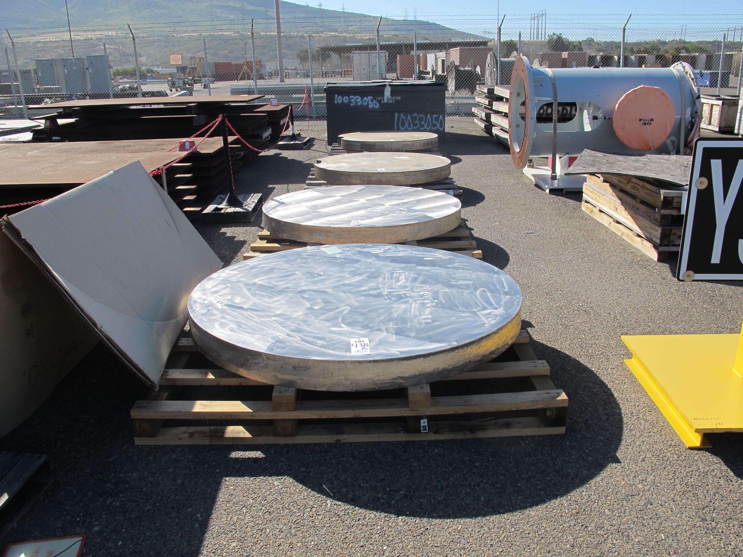 LOT (4) 5.5" X 68" ROUND STAINLESS STEEL PLATES (W-46 YARD) LOADING & HANDLING FEE $100-