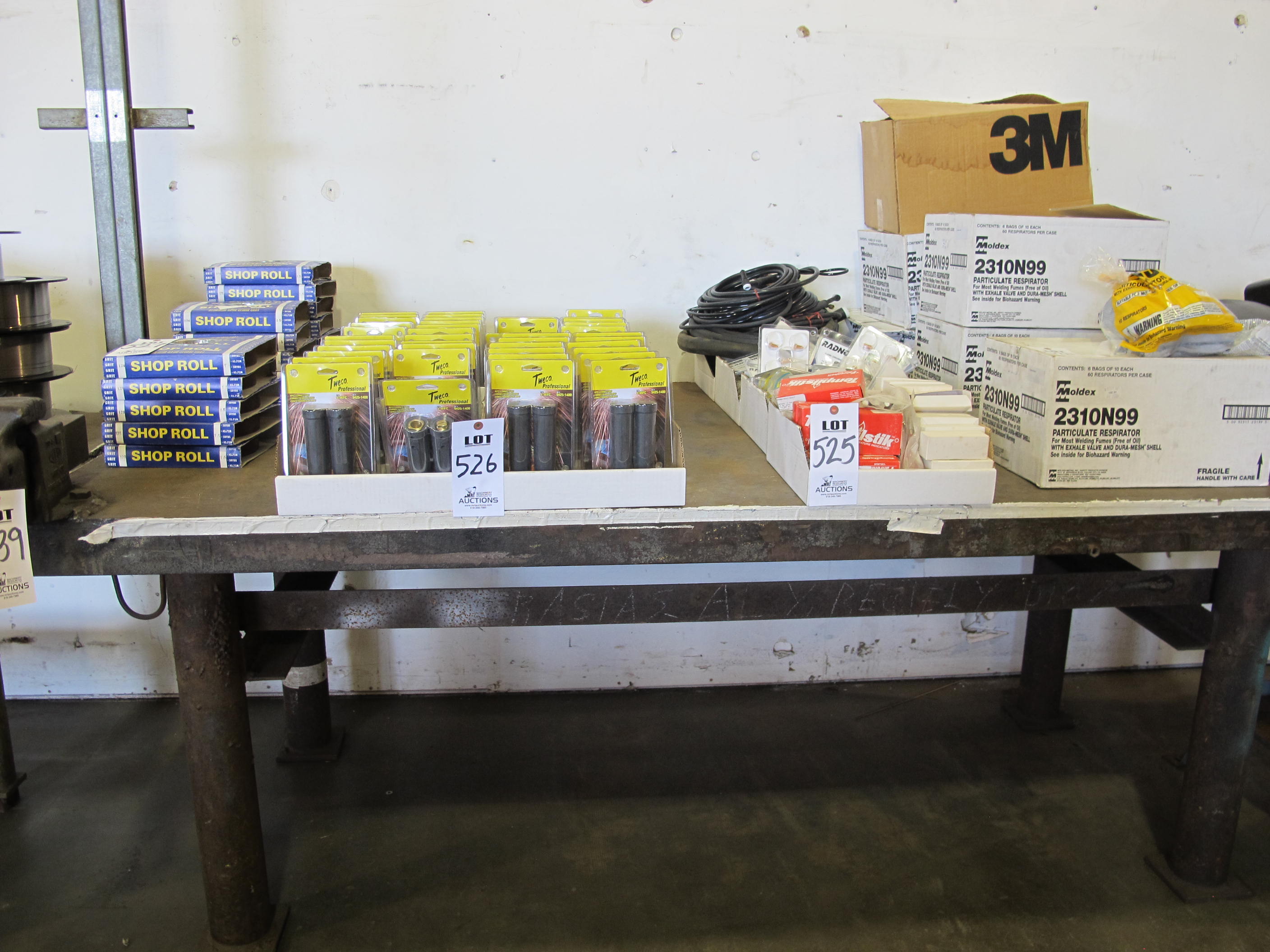 8' X 4' X 3/4" WELDING TABLE W/ VISE (G-49) LOADING & HANDLING FEE $25-